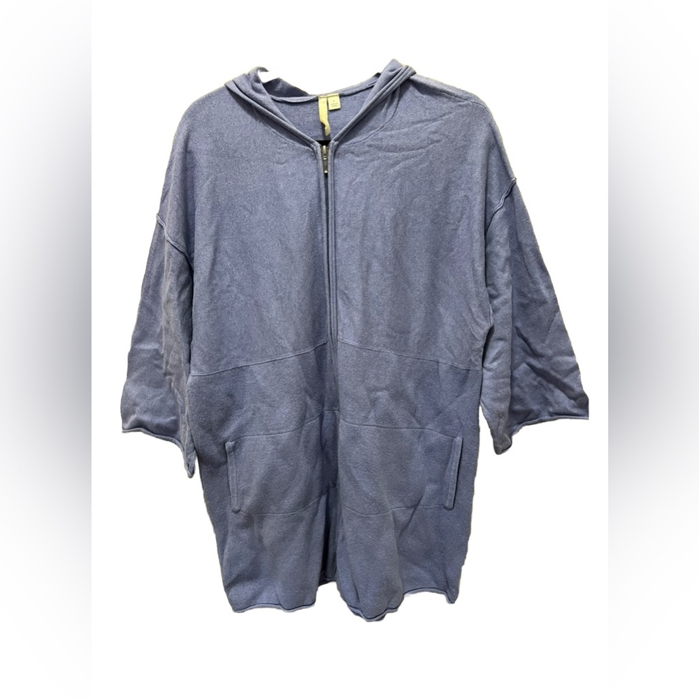 J Jill Pure Jill Zip Front Hooded Cardigan 95% Cotton/5% Cashmere Relaxed Fit M